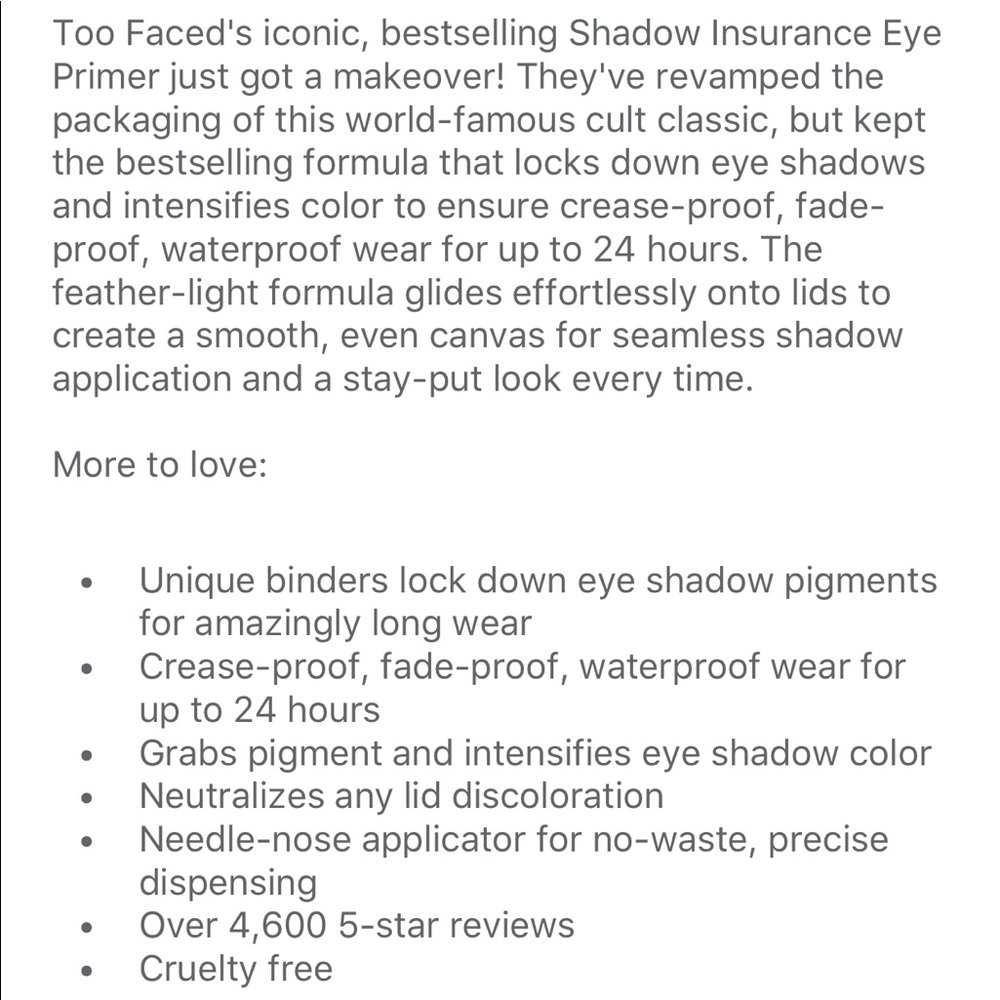 🌟Too Faced Shadow Insurance Eye Shadow Primer🌟 - Picture 4 of 4